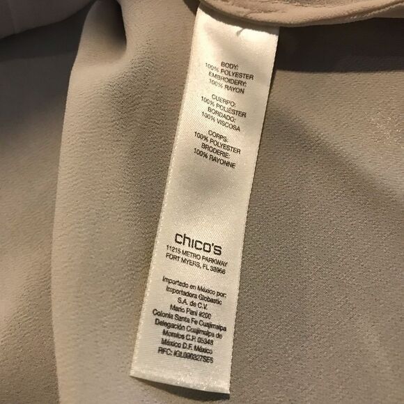 Chico's Sheer Cream Blouse with Beaded Fringe Detail Women Size XXL Embroidered - Picture 10 of 12